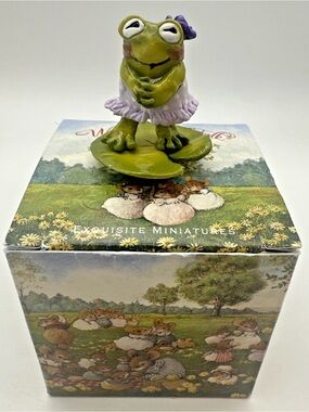 Wee Forest Folk F-07 Flirty Frog - Lavender White Polka Dots (RETIRED) WFF NIB